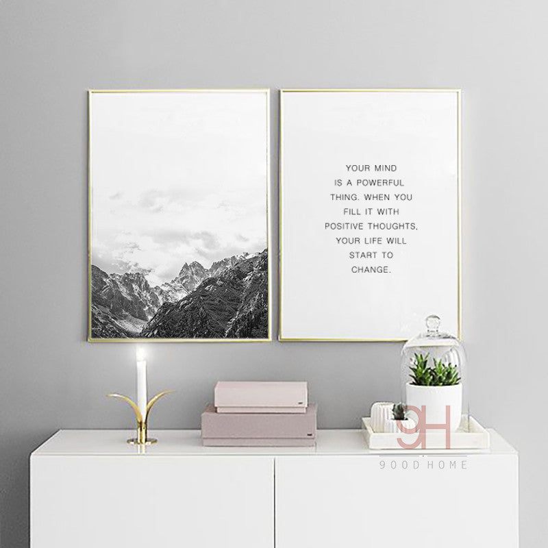 Nordic Style Mountain Canvas Print Unframed Wall Art | Octo Treasures