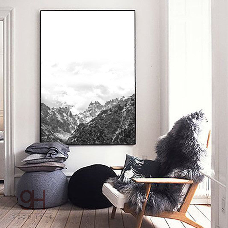 Nordic Style Mountain Canvas Print Unframed Wall Art | Octo Treasures