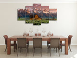 5 Panel Barn Rocky Mountains Landscape Framed Wall Canvas Art | Octo Treasures