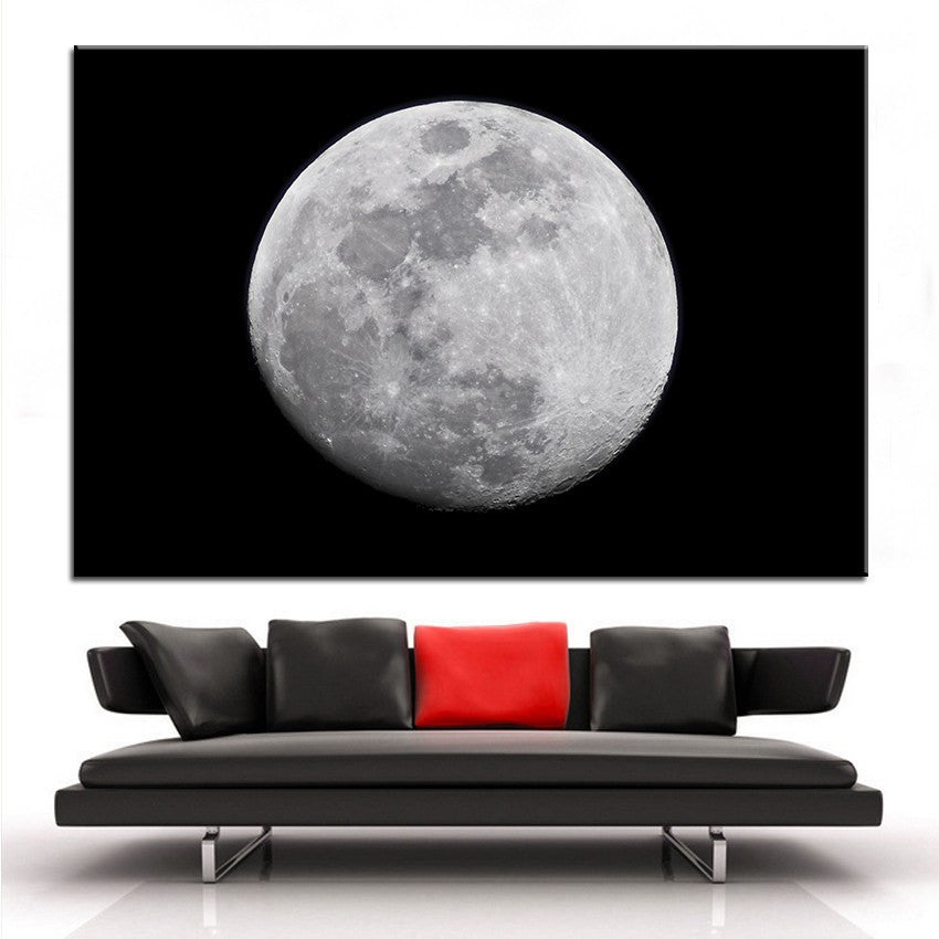 1 Panel Moon Black Sky Unframed Home Decor Wall Art | Octo Treasures