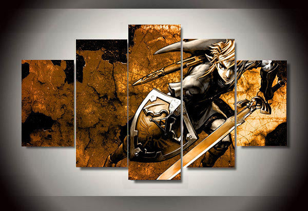 5 Pieces Cartoon Legend Of Zelda Link Between Worlds Warrior Home Wall Decor Canvas Picture Art HD Print Painting Canvas Art | Octo Treasures