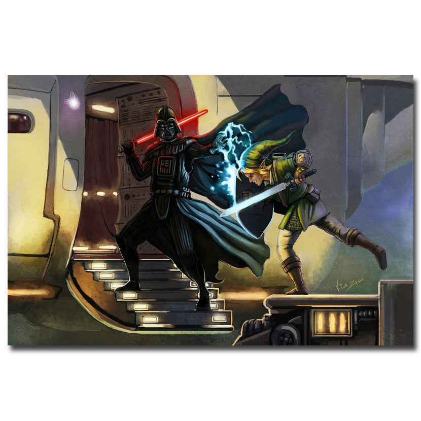Link vs Darth Vader - The Legend of Zelda Art Silk Fabric Poster 13x20 24x36inch Hot Game Pictures for Living Room Wall Decor 12 | Octo Treasures