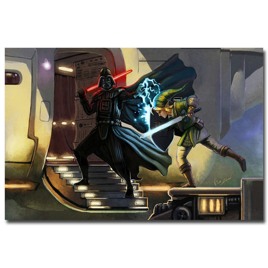 Link vs Darth Vader - The Legend of Zelda Art Silk Fabric Poster 13x20 24x36inch Hot Game Pictures for Living Room Wall Decor 12 | Octo Treasures