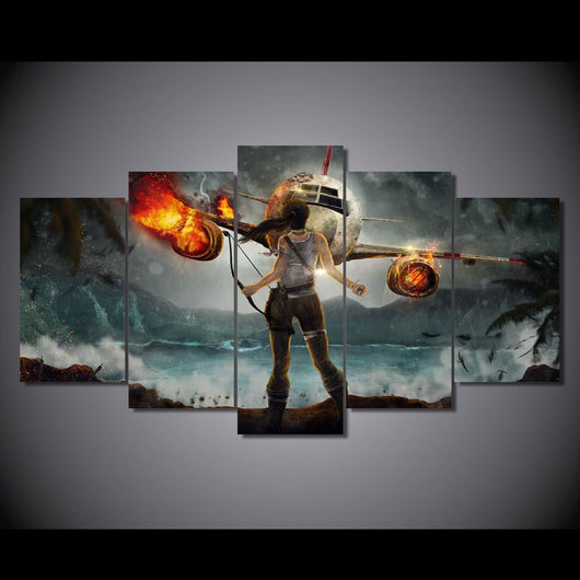 5 Panel Lara Croft Adventure Framed Canvas Wall Art | Octo Treasures