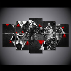 5 Panel Game Assassins Creed Deus EX Framed Canvas Wall Art | Octo Treasures