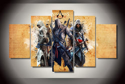 5 Panel Assassins Creed 3 Ezio Framed Canvas Wall Art | Octo Treasures