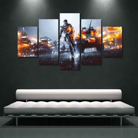 5 Panel Game Battlefield 4 Electronic Framed Canvas Wall Art | Octo Treasures