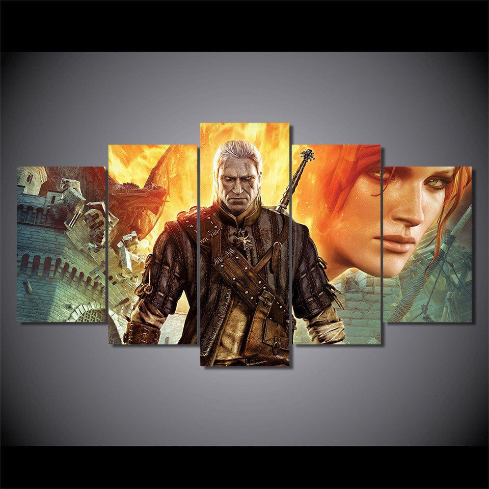5 Panel Witcher Assassins Framed Canvas Wall Art | Octo Treasures