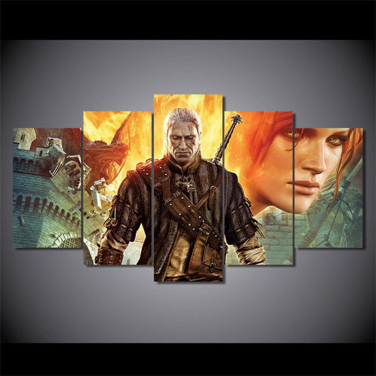 5 Panel Witcher Assassins Framed Canvas Wall Art | Octo Treasures