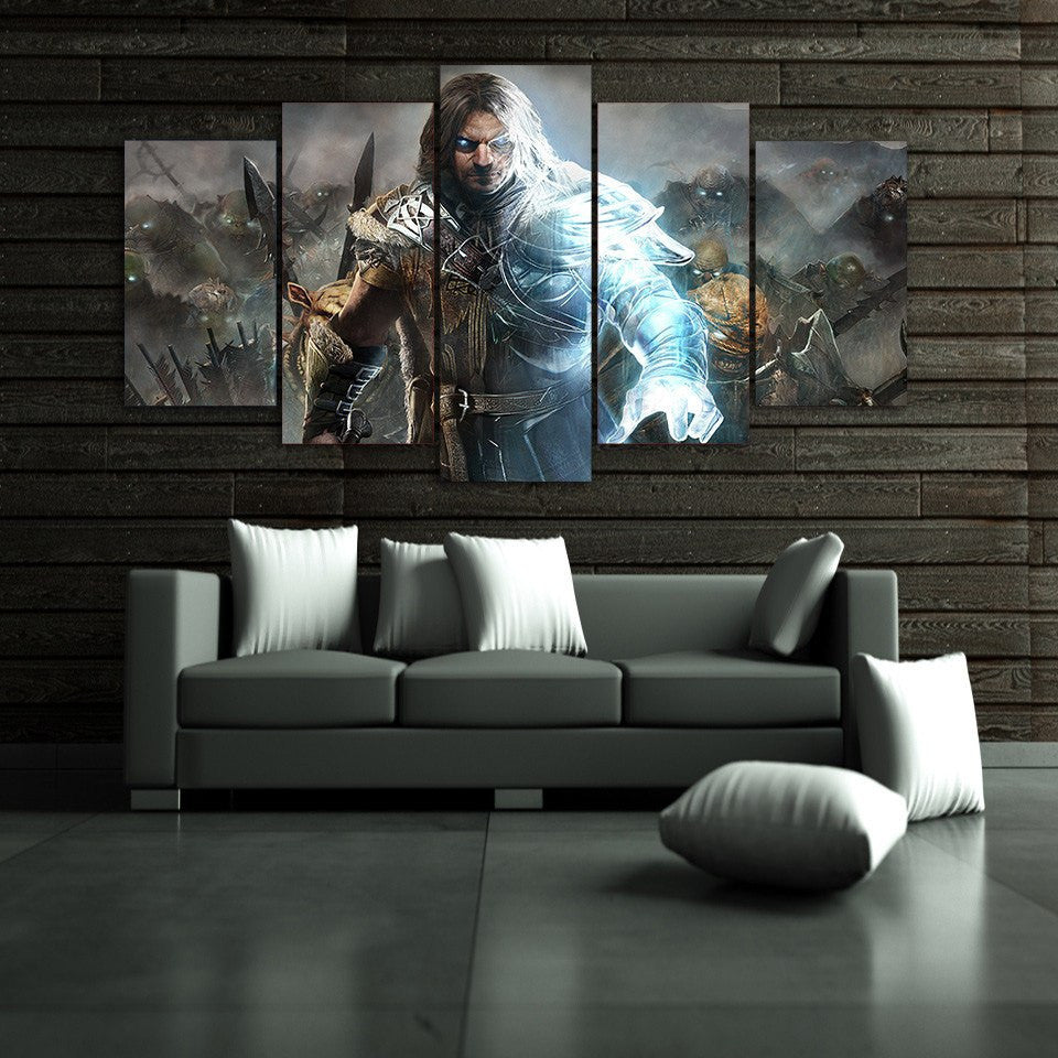 5 Panel Middle Earth Shadow Framed Canvas Wall Art | Octo Treasures