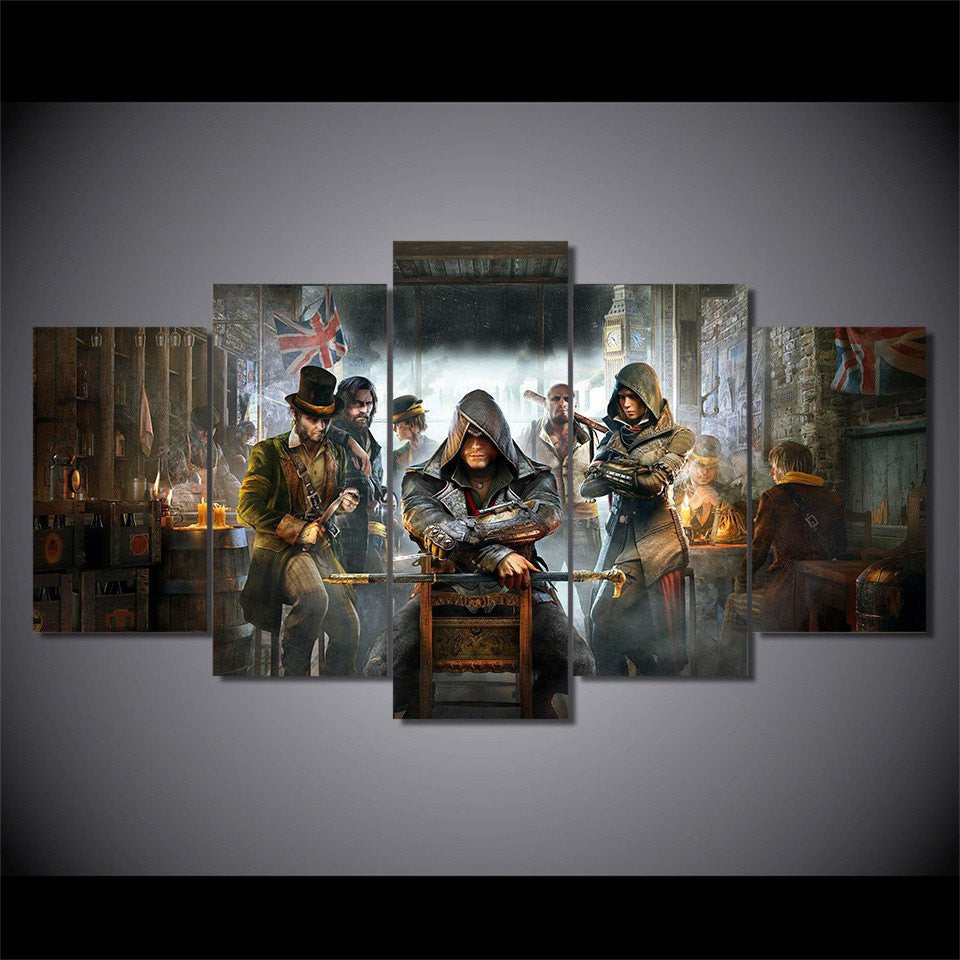 5 Panel Assassins Creed Syndicate Framed Canvas Wall Art | Octo Treasures