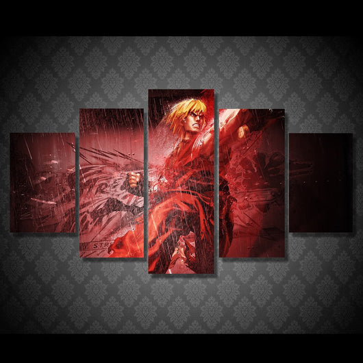 5 Panel Ken in Street Fighter Framed Canvas Wall Art | Octo Treasures