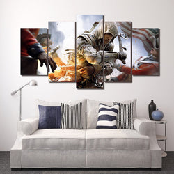 5 Panel Assassin's Game Character Framed Canvas Wall Art | Octo Treasures