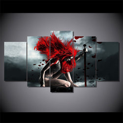 5 Panel Game Sexy Warrior Framed Wall Canvas Art | Octo Treasures
