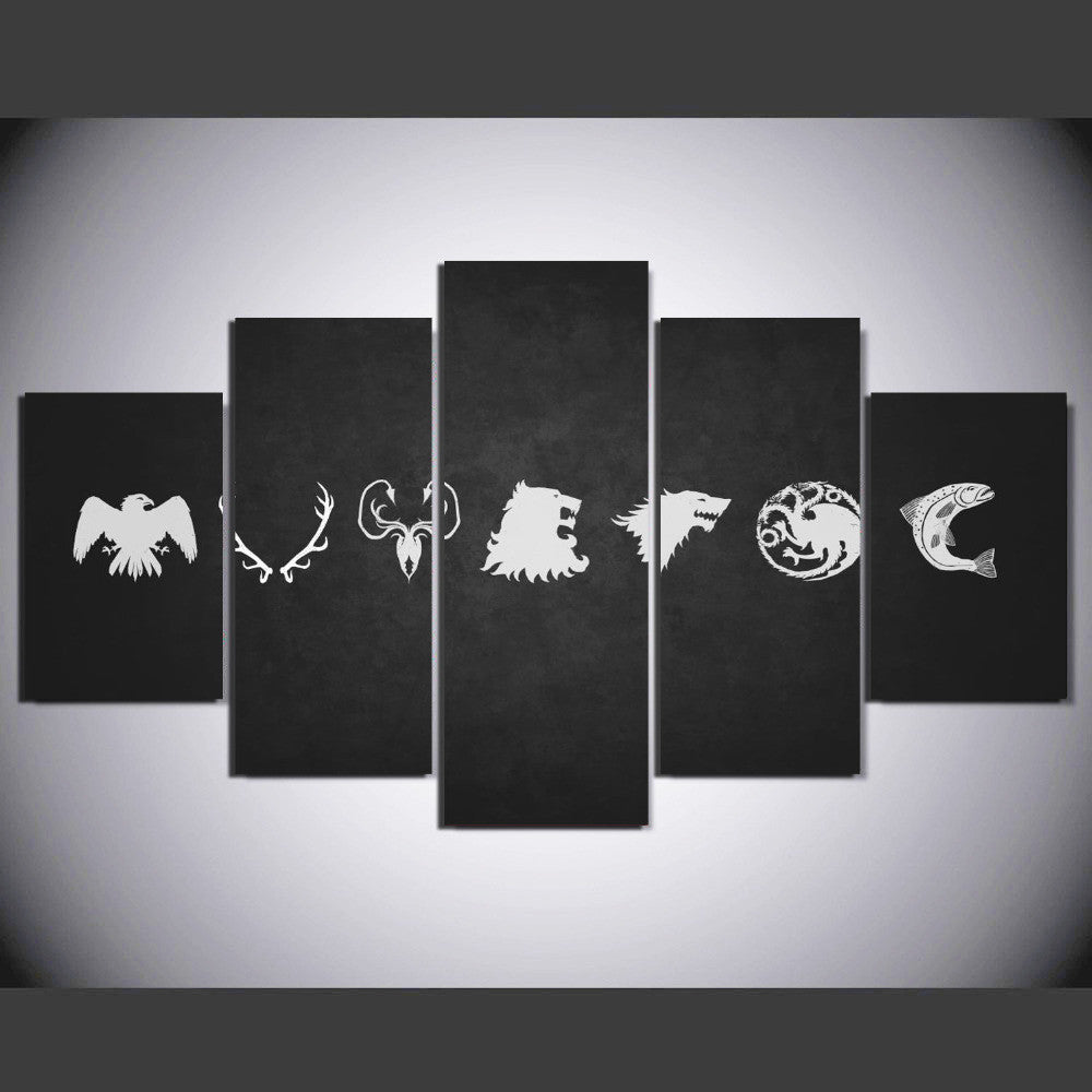 5 Panel Game Of Thrones The Seven Family Crest Modern Home Wall Decor Canvas Picture Art HD Print Painting On Canvas Artworks | Octo Treasures