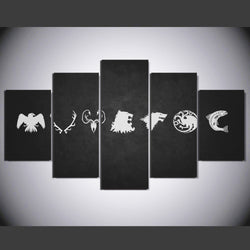 5 Panel Game Of Thrones The Seven Family Crest Modern Home Wall Decor Canvas Picture Art HD Print Painting On Canvas Artworks | Octo Treasures