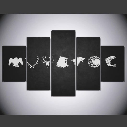 5 Panel Game Of Thrones The Seven Family Crest Modern Home Wall Decor Canvas Picture Art HD Print Painting On Canvas Artworks | Octo Treasures