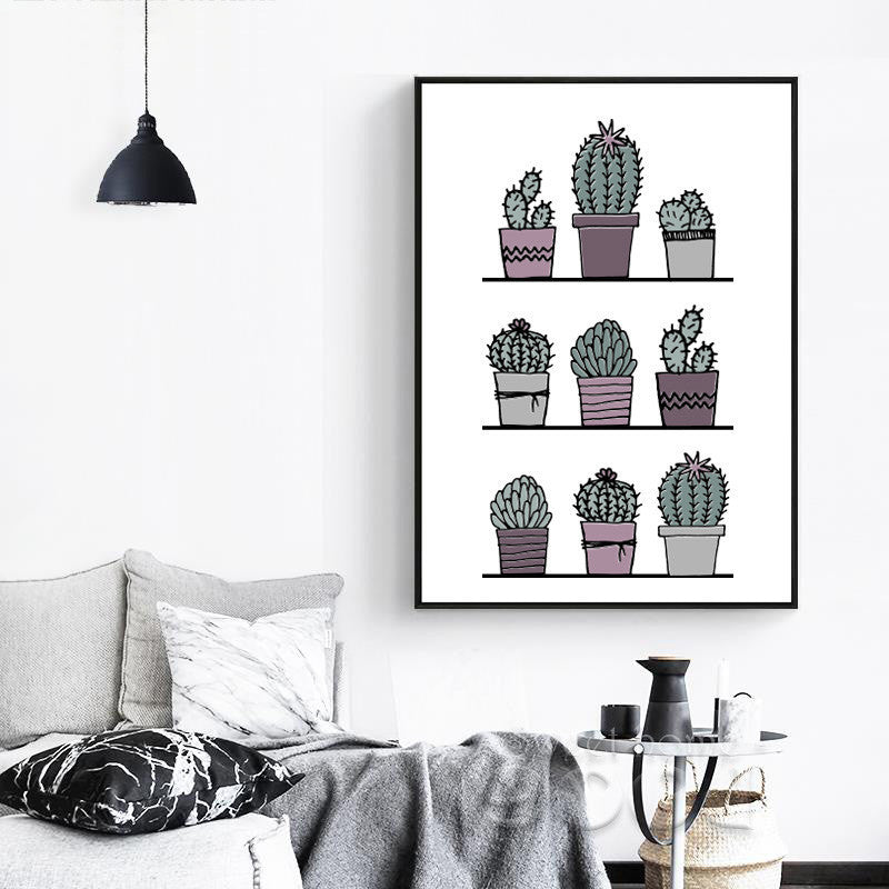 Pot Cactus Canvas Art Print Poster,  Wall Pictures for Home Decoration, Giclee Print Wall Decor S16023 | Octo Treasures
