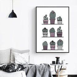 Pot Cactus Canvas Art Print Poster,  Wall Pictures for Home Decoration, Giclee Print Wall Decor S16023 | Octo Treasures