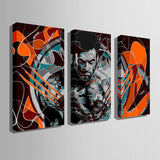 3 Panel Abstract Wolverine X-Men Framed Wall Canvas Art | Octo Treasures