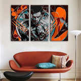 3 Panel Abstract Wolverine X-Men Framed Wall Canvas Art | Octo Treasures