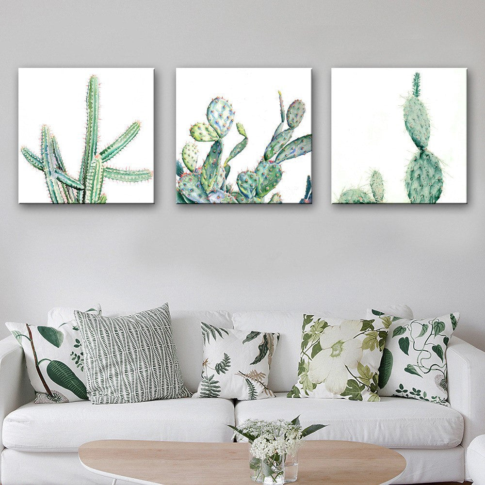 3 Panel Still Life Cactus Natural Landscape Framed Modern Wall Canvas Art | Octo Treasures