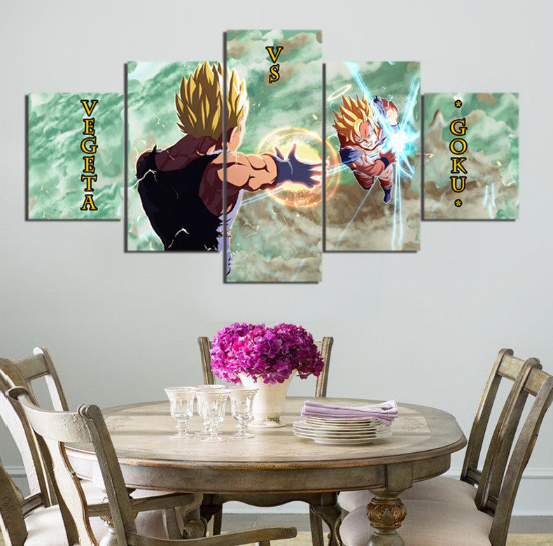 5 Pieces Dragon Ball Vegeta Vs Goku Home Wall Decor Painting Canvas Art HD Print Painting Canvas Wall Picture For Home Decor | Octo Treasures