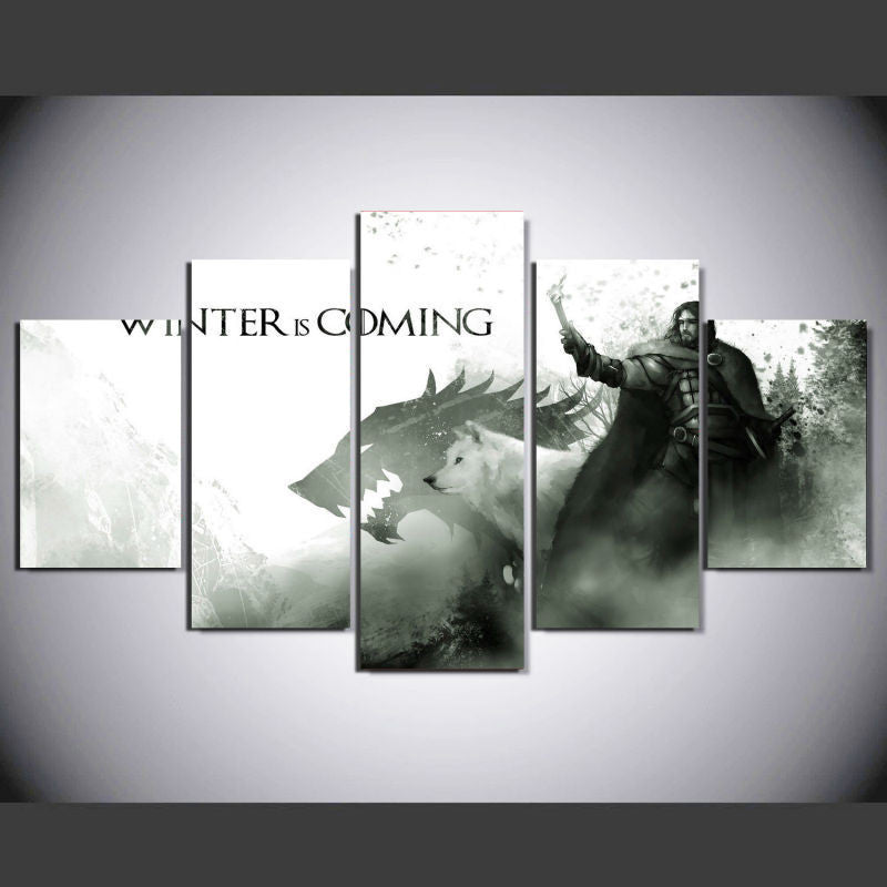 5 Pcs House Stark Game Of Thrones Poster Winter Is Coming Modern Home Wall Decor Canvas Picture Art HD Print Painting Canvas Art | Octo Treasures