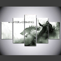 5 Pcs House Stark Game Of Thrones Poster Winter Is Coming Modern Home Wall Decor Canvas Picture Art HD Print Painting Canvas Art | Octo Treasures