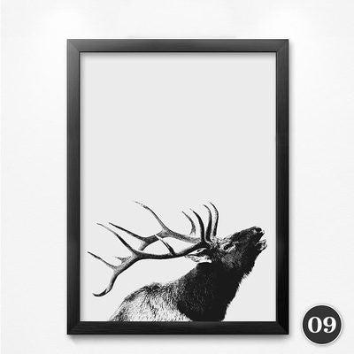 Nordic Minimalist Character Elk Scenery Unframed Canvas Wall Art | Octo Treasures