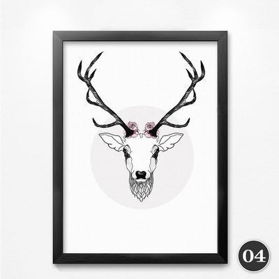 Nordic Minimalist Character Elk Scenery Unframed Canvas Wall Art | Octo Treasures