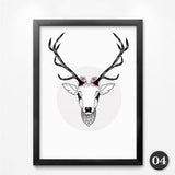 Nordic Minimalist Character Elk Scenery Unframed Canvas Wall Art | Octo Treasures