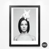 Nordic Minimalist Character Elk Scenery Unframed Canvas Wall Art | Octo Treasures