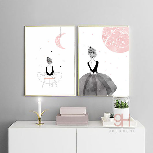 Watercolor Girls Unframed Canvas Prints | Octo Treasures