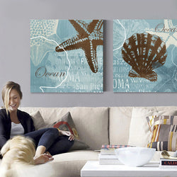 sea Canvas art blue Starfish seashell silhouette cuadros modernos  canvas pictures for bedroom wall pictures abstract painting | Octo Treasures