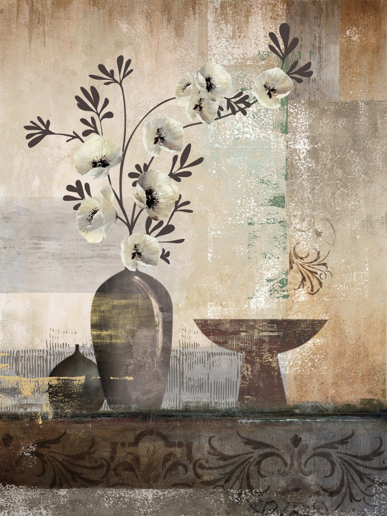 Retro Still life Flower pots dark gray canvas wall art posters and prints home decoration painting the living room office | Octo Treasures