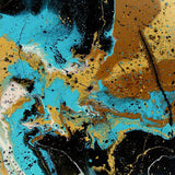 oil painting Watercolor painting modern abstract blue ink flowing color yellow living room office bedroom wall art 2 piece | Octo Treasures