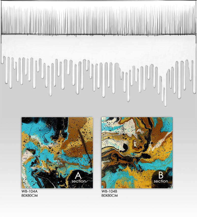 oil painting Watercolor painting modern abstract blue ink flowing color yellow living room office bedroom wall art 2 piece | Octo Treasures