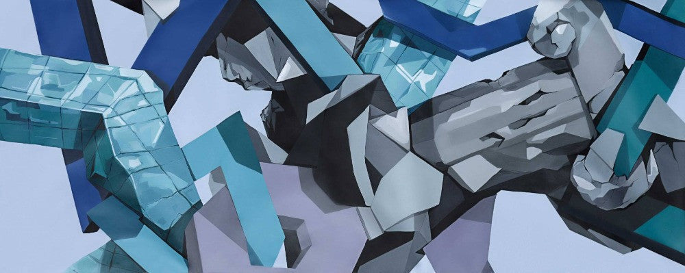 Three-dimensional space modern abstract hand-painted oil painting gray blue Postmodern art gray canvas art wall quadros | Octo Treasures