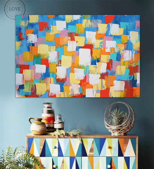 Tune knife oil painting Mosaic 2 piece canvas art Big canvas painting quadros decoracion hogar hand painted canvas oil paintings | Octo Treasures