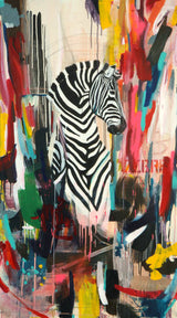 Modern abstract pop art graffiti painted horse oil painting animal zebra office original canvas wall art home decor quadros | Octo Treasures