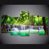 5 Panel Framed Amazon Jungle Waterfall Wall Canvas | Octo Treasures