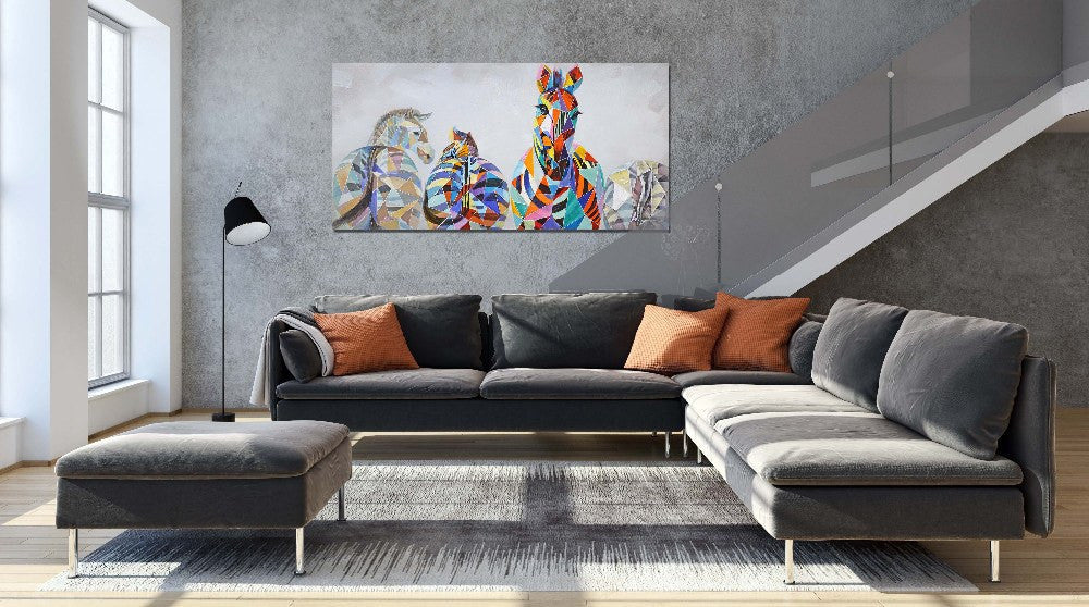 1 Panel Africa Savanna Wildlife Colorful Zebra Unframed Modern Wall Canvas | Octo Treasures