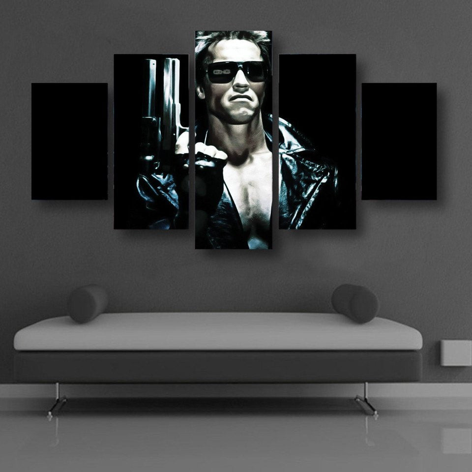 5 Panel Arnold Schwarzenegger James Framed Wall Canvas Art | Octo Treasures