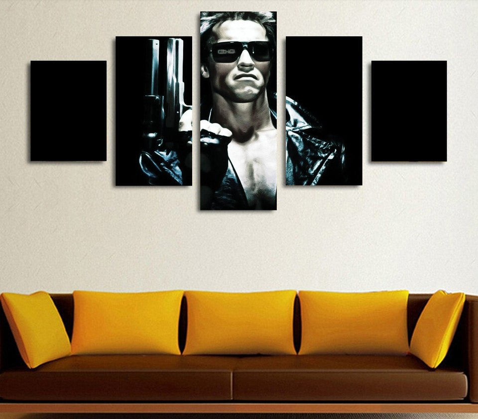 5 Panel Arnold Schwarzenegger James Framed Wall Canvas Art | Octo Treasures