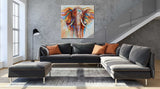 1 Panel Colorful Elephant Wildlife Unframed Modern Wall Canvas | Octo Treasures