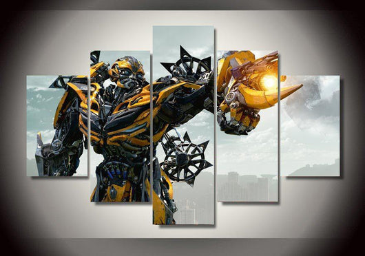 5 Panel Transformers Bumblebee Painting Wall Art Canvas | Octo Treasures
