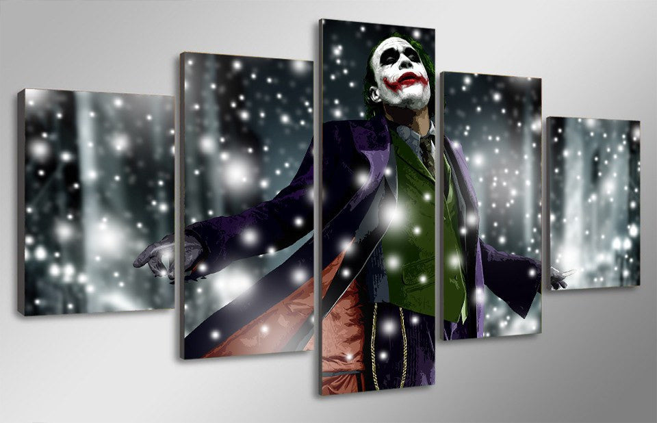 5 Panel Joker DC Comics Framed Wall Canvas Art | Octo Treasures