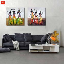 2 Panel Unframed Abstract Dancing Women Portrait Oil Painting Modern Wall Canvas Art | Octo Treasures