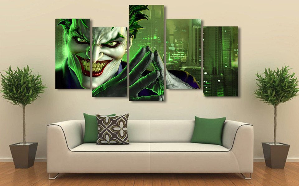 5 Panel Joker DC Universe Framed Wall Canvas Art | Octo Treasures